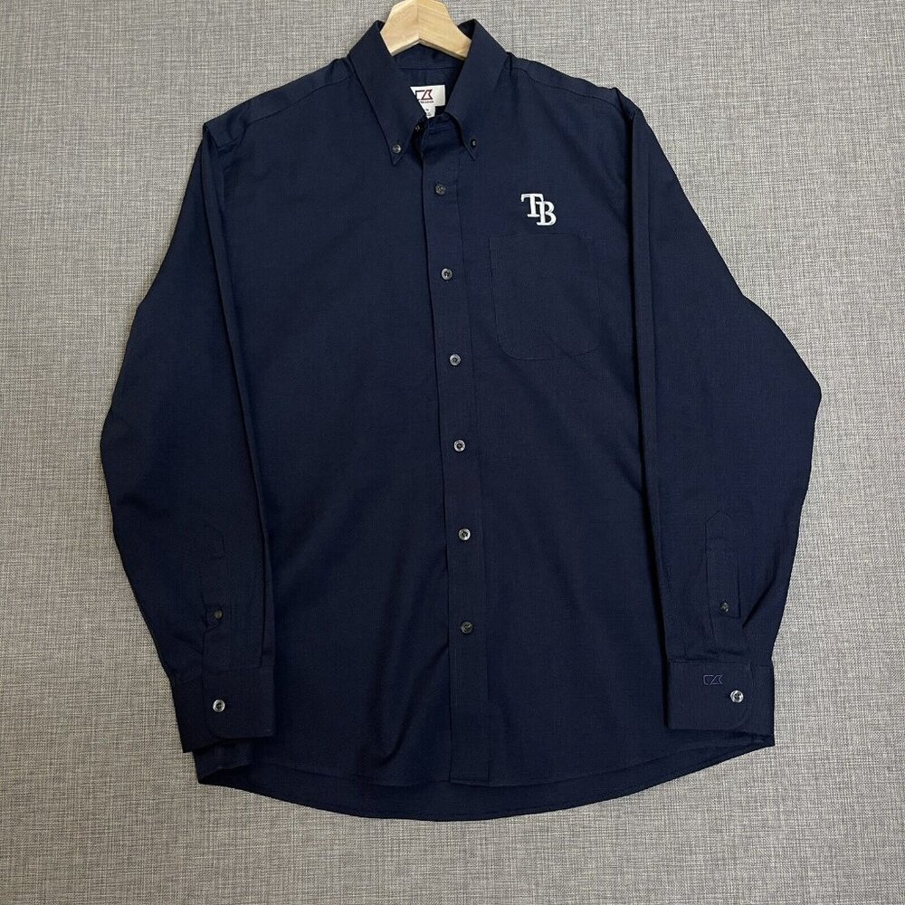 Tampa Bay Rays Shirt Mens Medium Blue Dress Staff Button Down Oxford Baseball